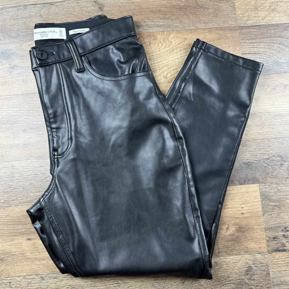 Abercrombie & Fitch Women's Black Skinny Faux Leather Jeans
